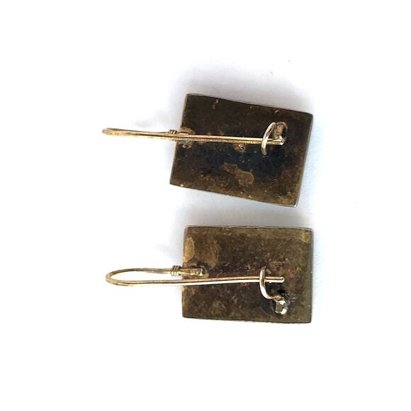 Amethyst Earrings Sterling Artisan Hand Crafted Enamel Pierced Gold Finish - Picture 4 of 10